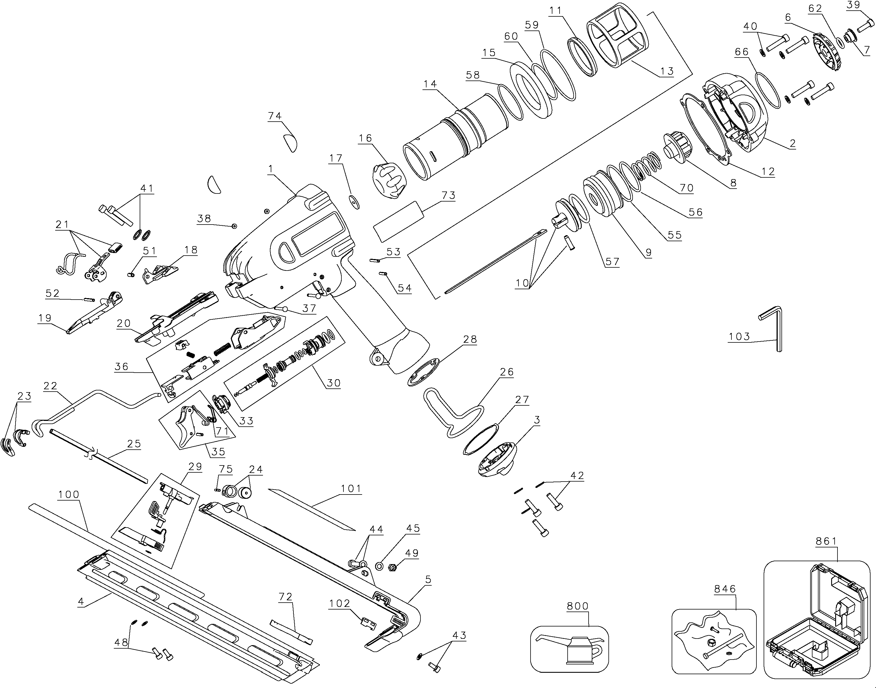 Page A Diagram and Parts List for D51275K 1 DeWALT Nailer