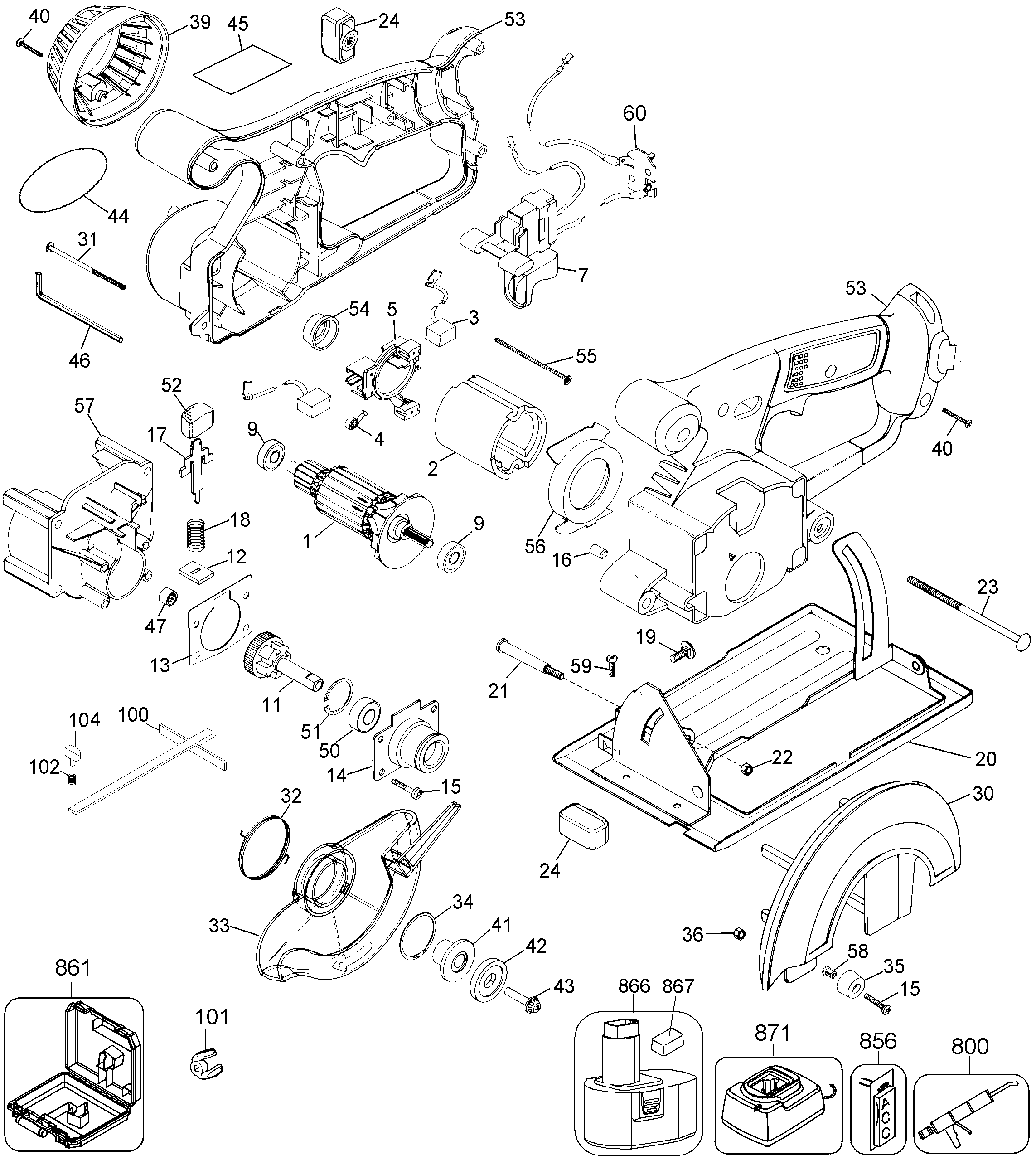 Page A Diagram and Parts List for DW936K 2 DeWALT Circular Saw