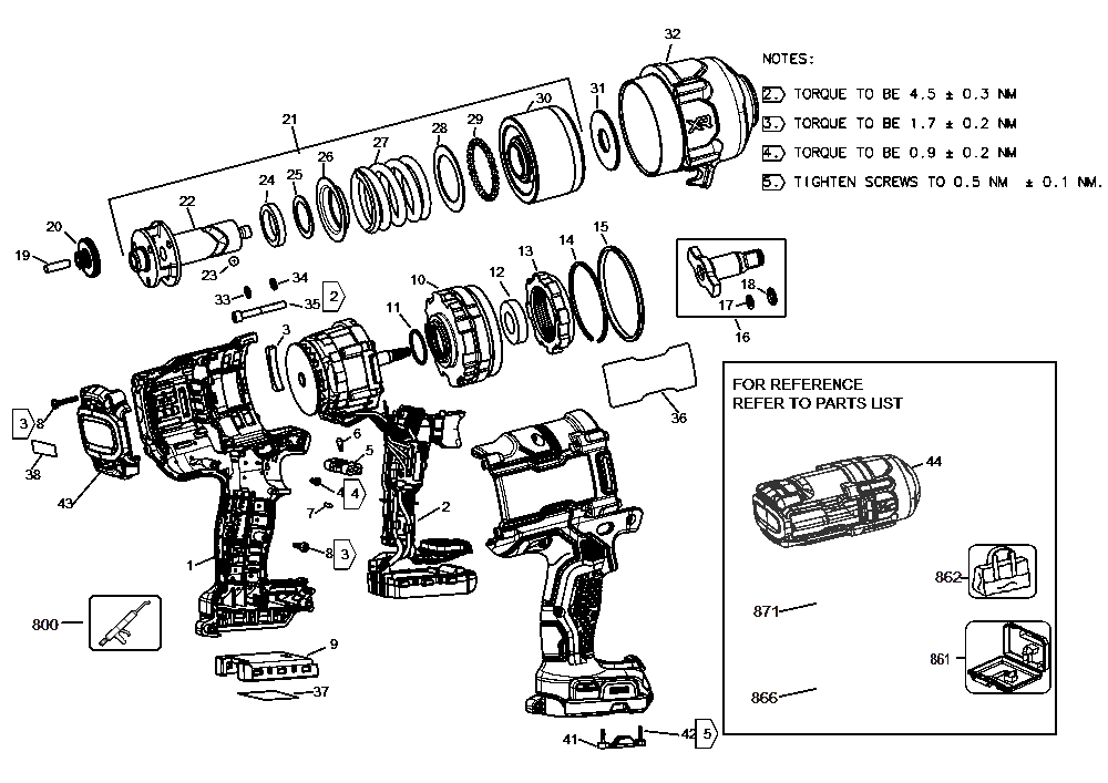 Diagram Diagram and Parts List for DCF961GP1 Type 1 DeWALT Wrench