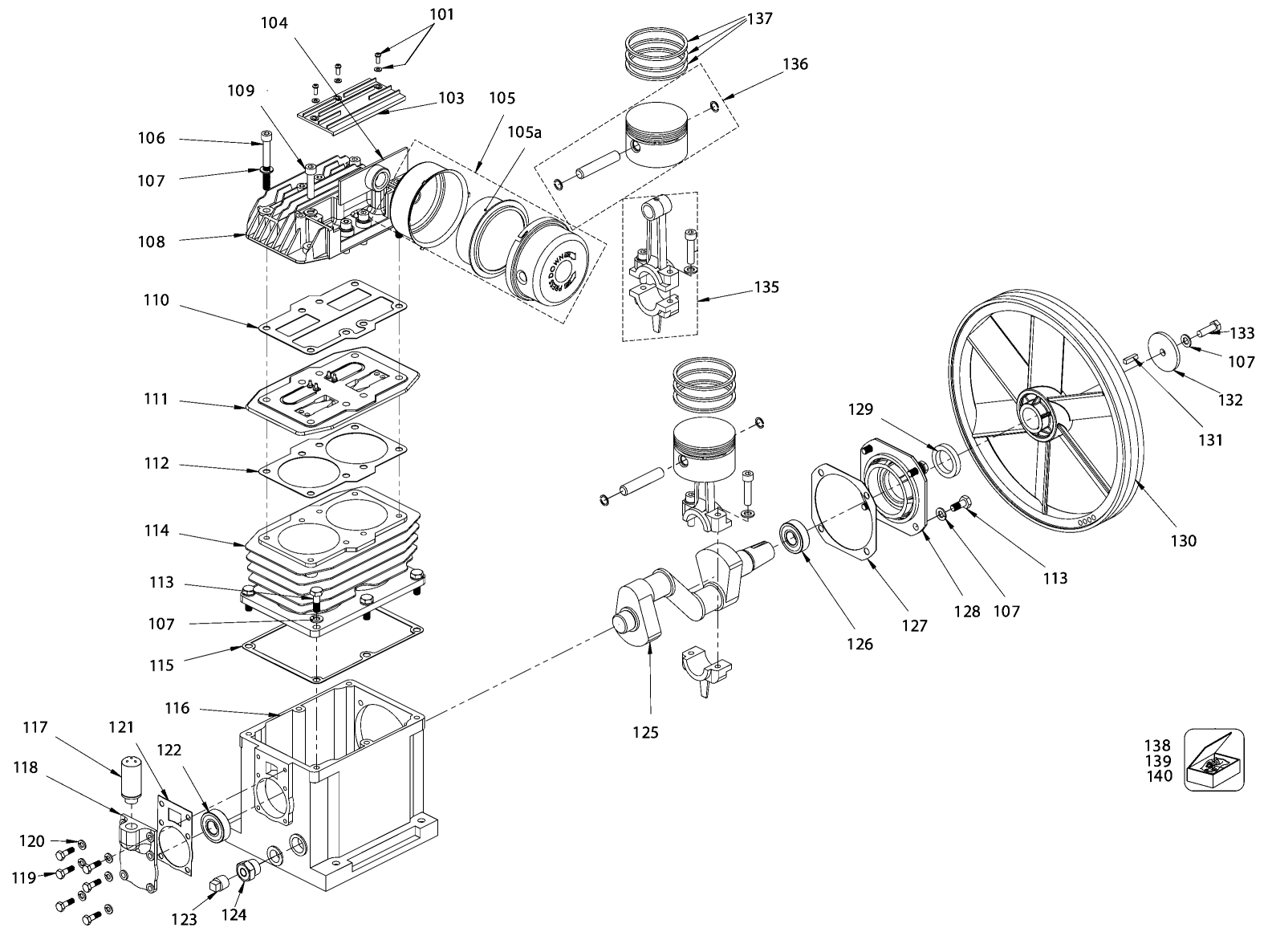 Pump - 040-0472 Diagram and Parts List for DXCMWA5591056 Type 0 DeWALT Compressor