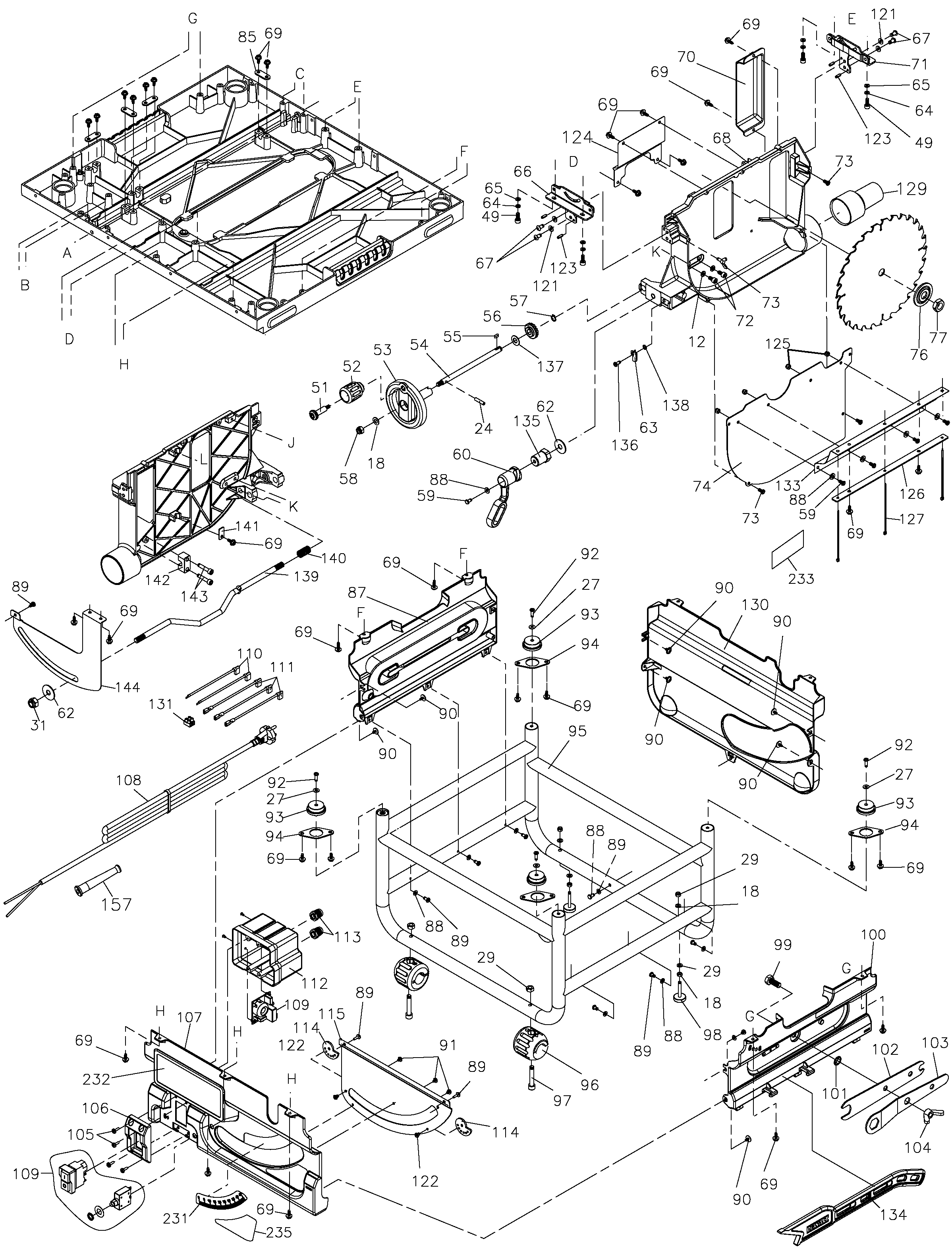 Page A Diagram and Parts List for DW745-AR 1 DeWALT Table Saw
