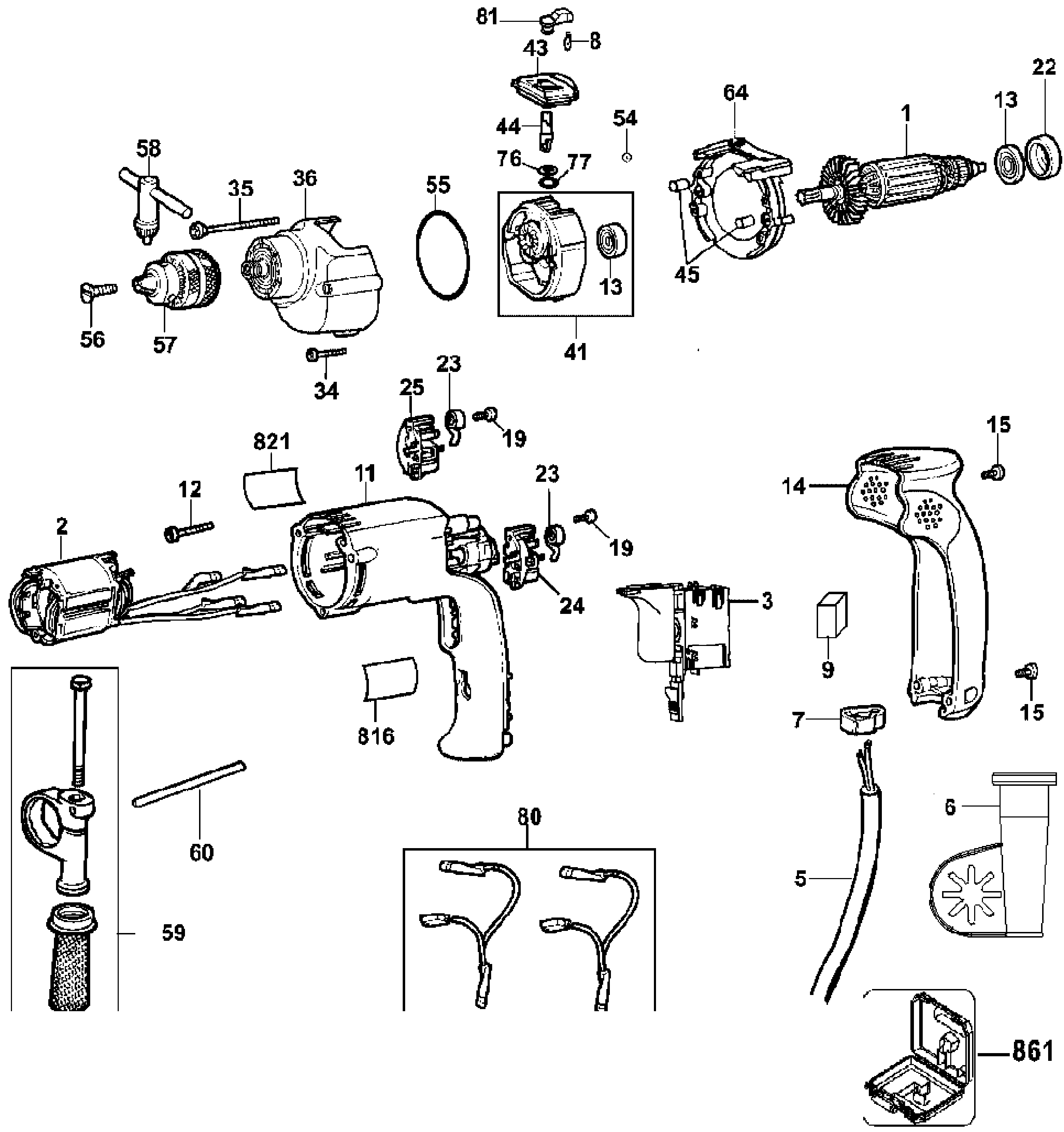 Default Diagram and Parts List for DW508SK-B2 Type 3 DeWALT Miscellaneous