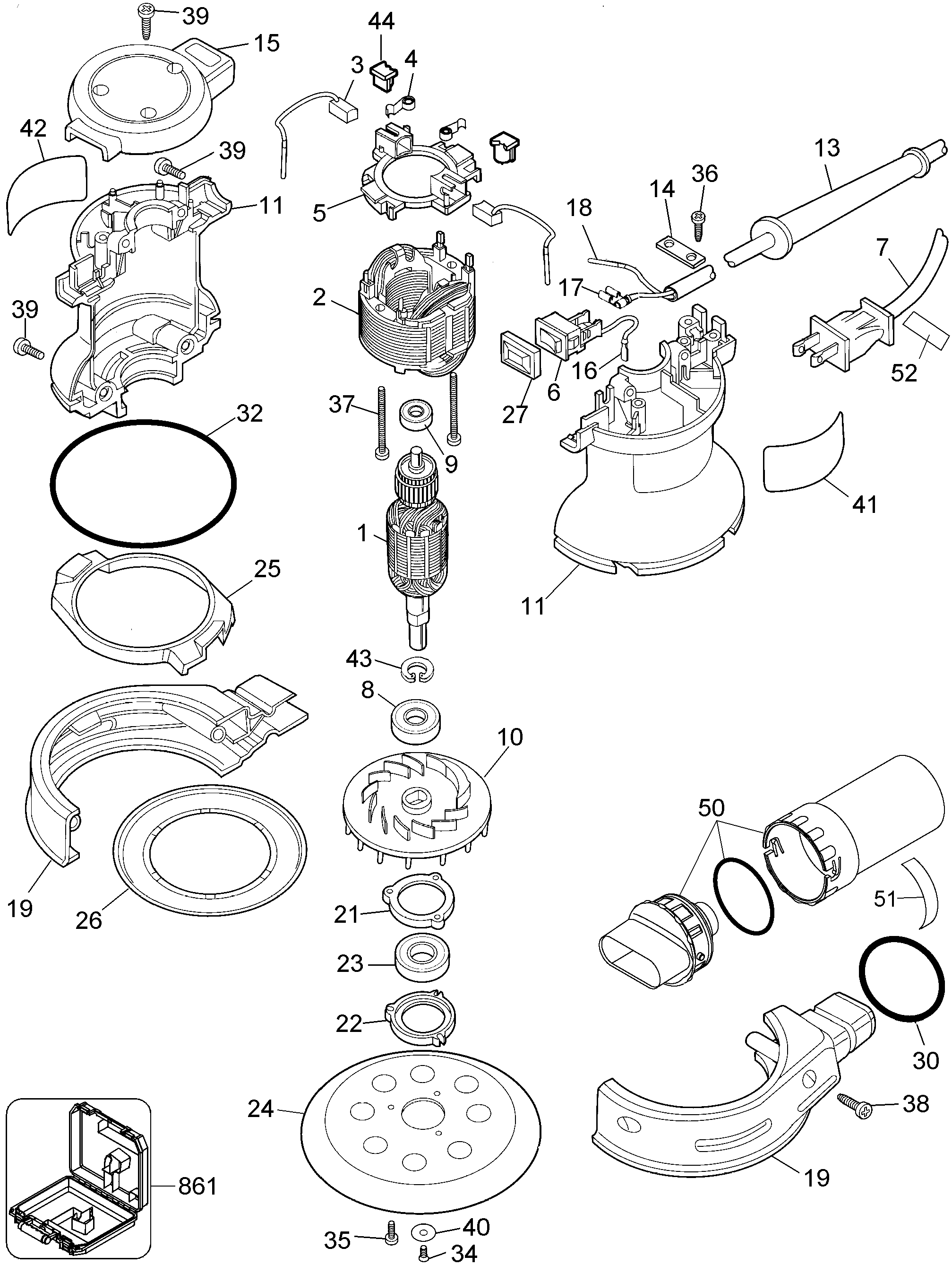 Page A Diagram and Parts List for DW421K 2 DeWALT Orbital or Palm Sander
