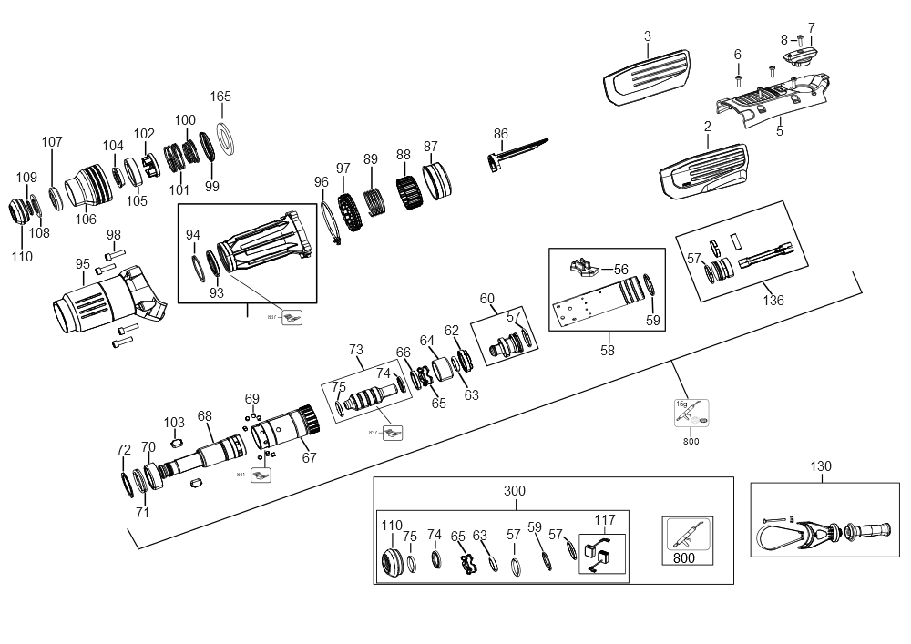 Exploded Diagram A Diagram and Parts List for D25773K Type 2 DeWALT Hammer Drill