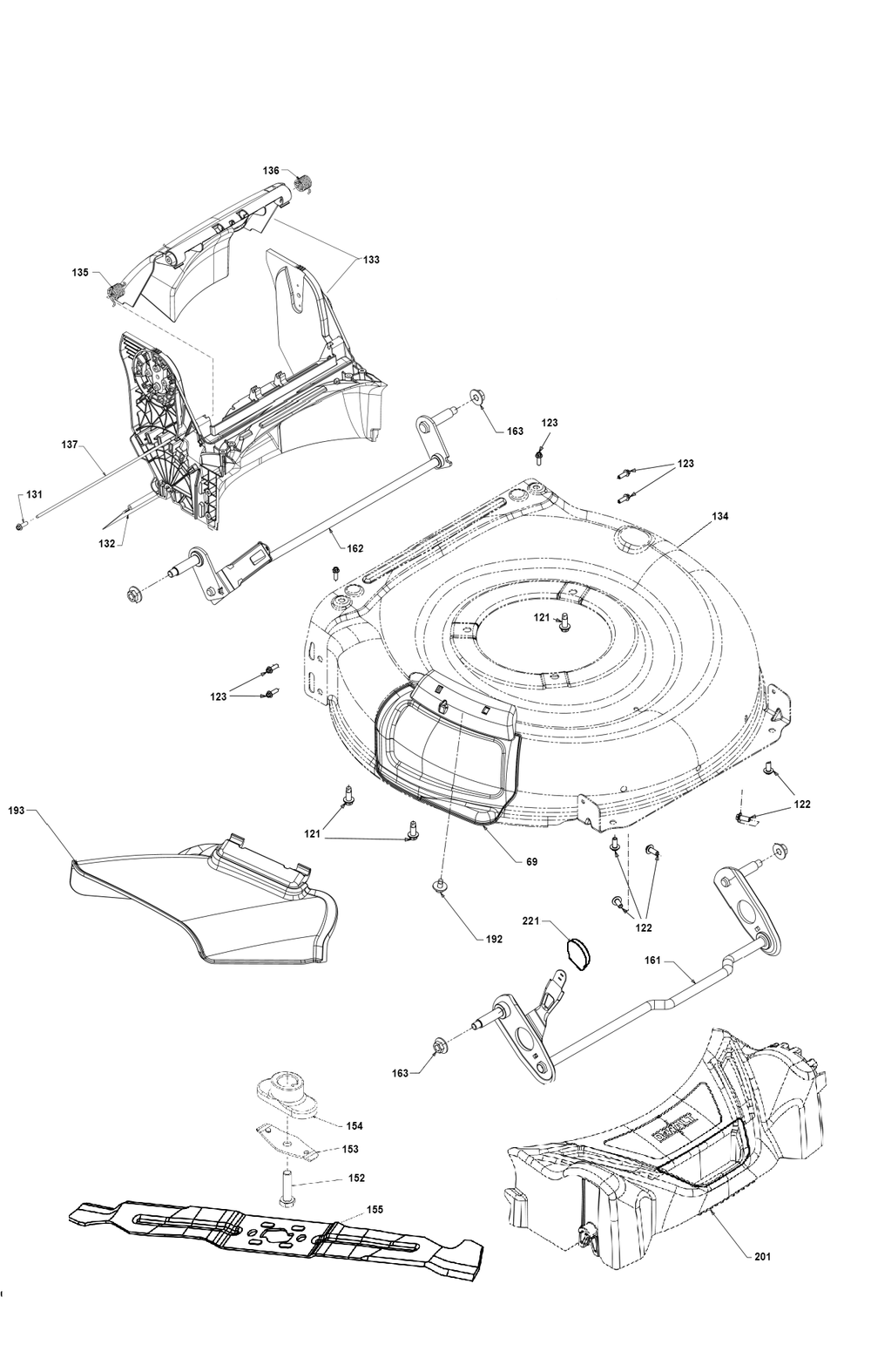 Exploded Diagram D Diagram and Parts List for DCMWSP244U2 Type 1 DeWALT Lawn Mower