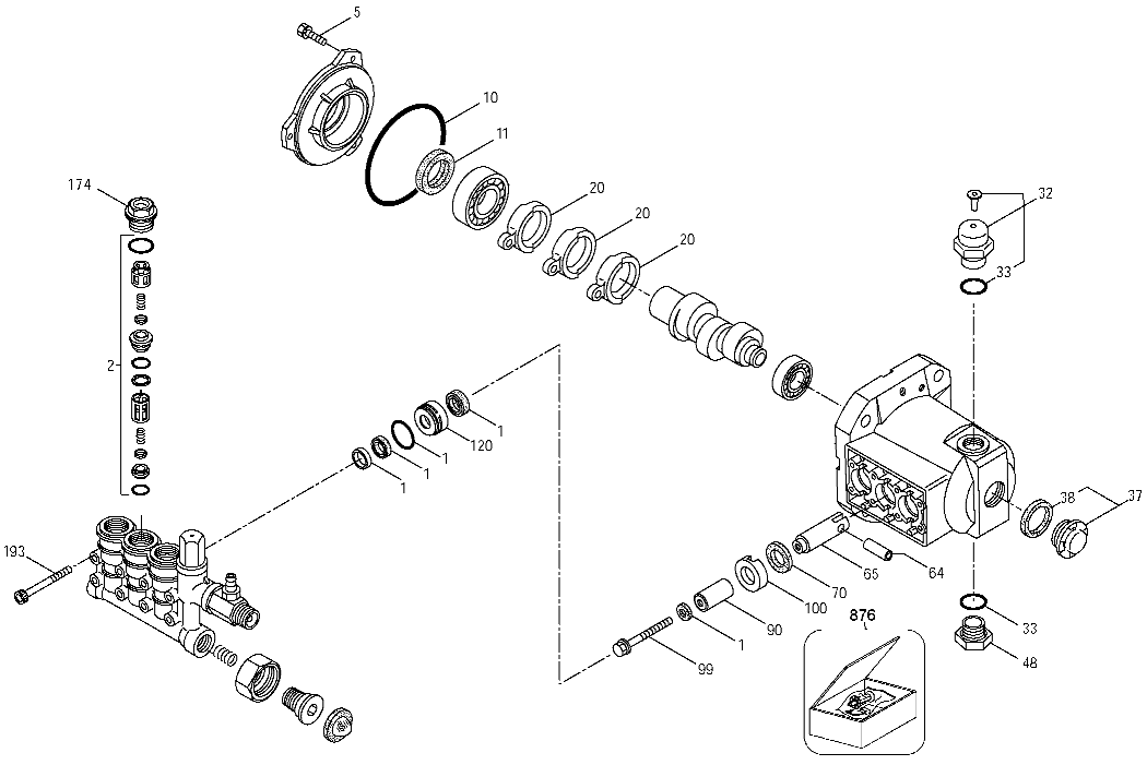 PUMP Diagram and Parts List for DXPW60603 Type 0 DeWALT Pressure Washer