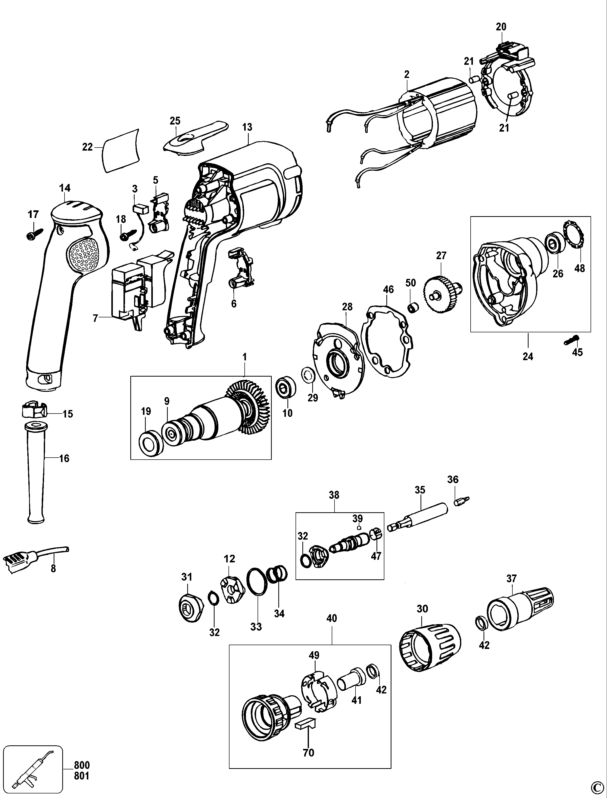 Page A Diagram and Parts List for DW255-AR 3 DeWALT Screwdriver