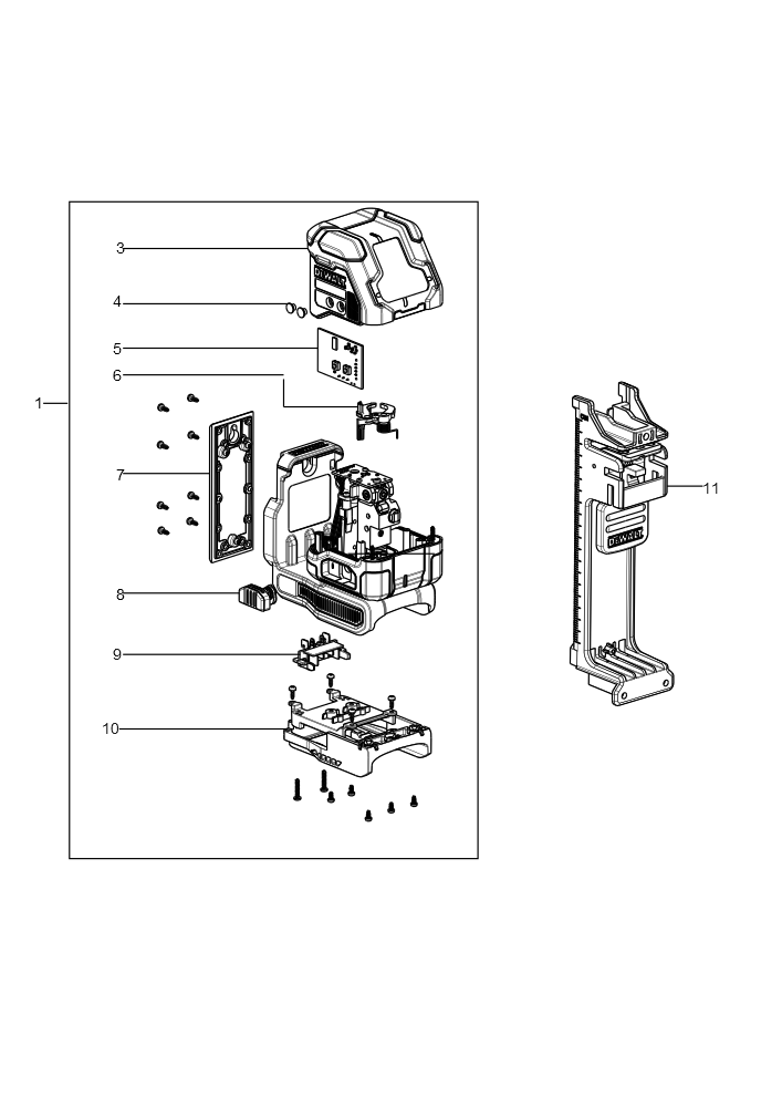 Exploded Diagram A Diagram and Parts List for DCLE34021D1 Type 1 DeWALT Laser Level