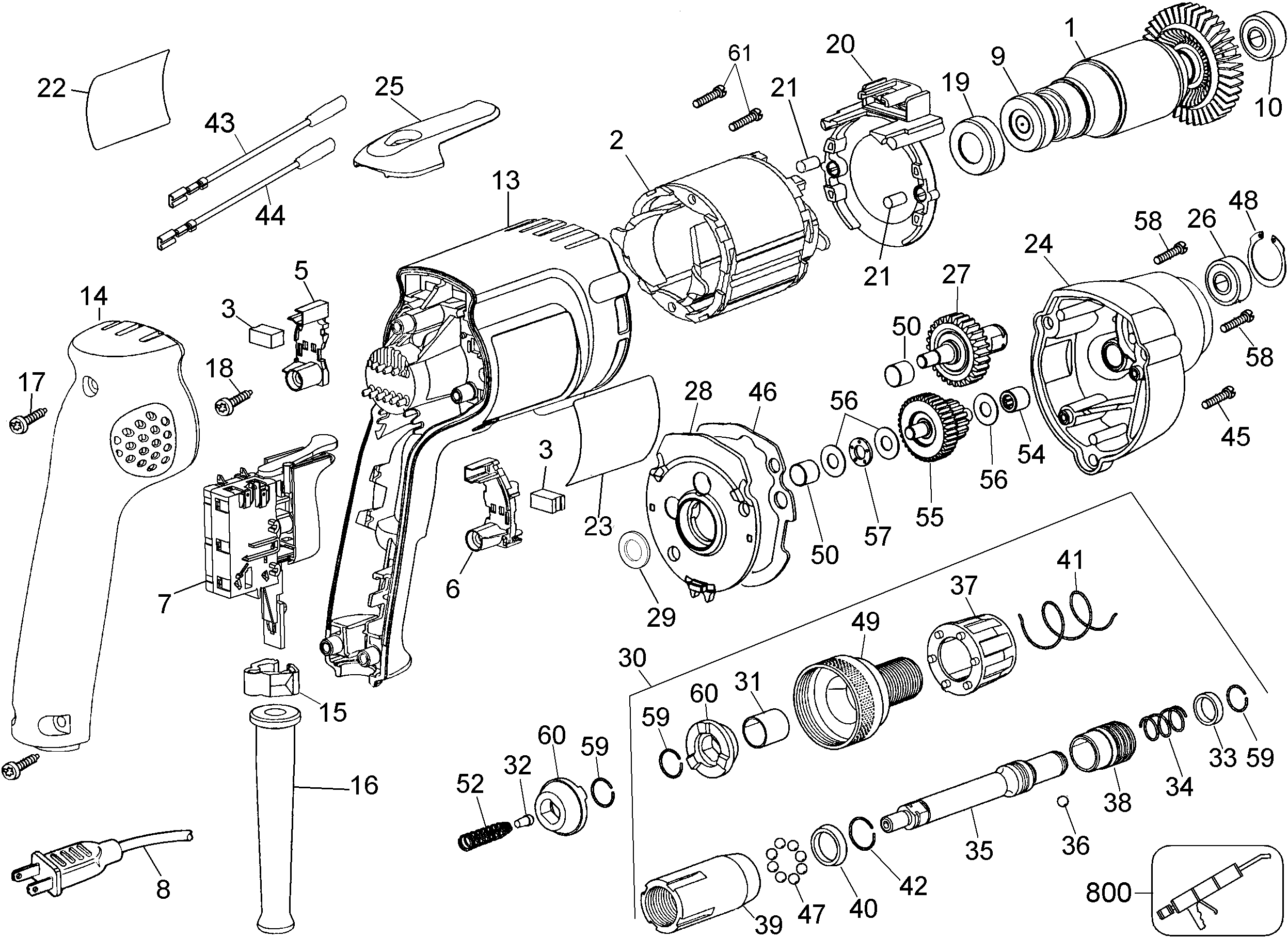 Page A Diagram and Parts List for DW268-BR 5 DeWALT Screwdriver