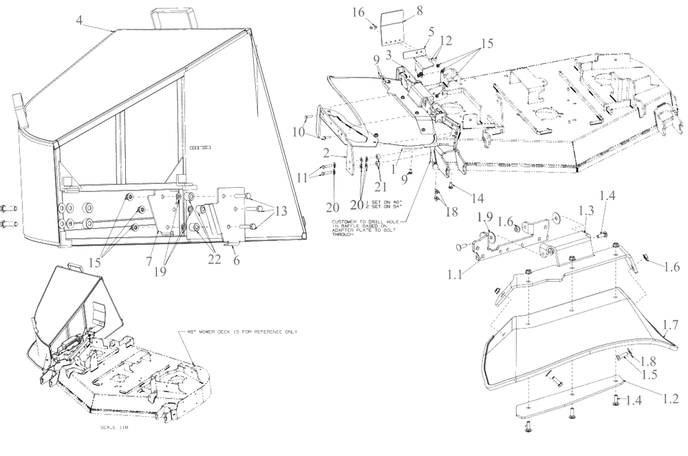 General Assembly Diagram and Parts List for DXGXA50013 (59A50013038)(2021) DeWALT Lawn Tractor Accessories