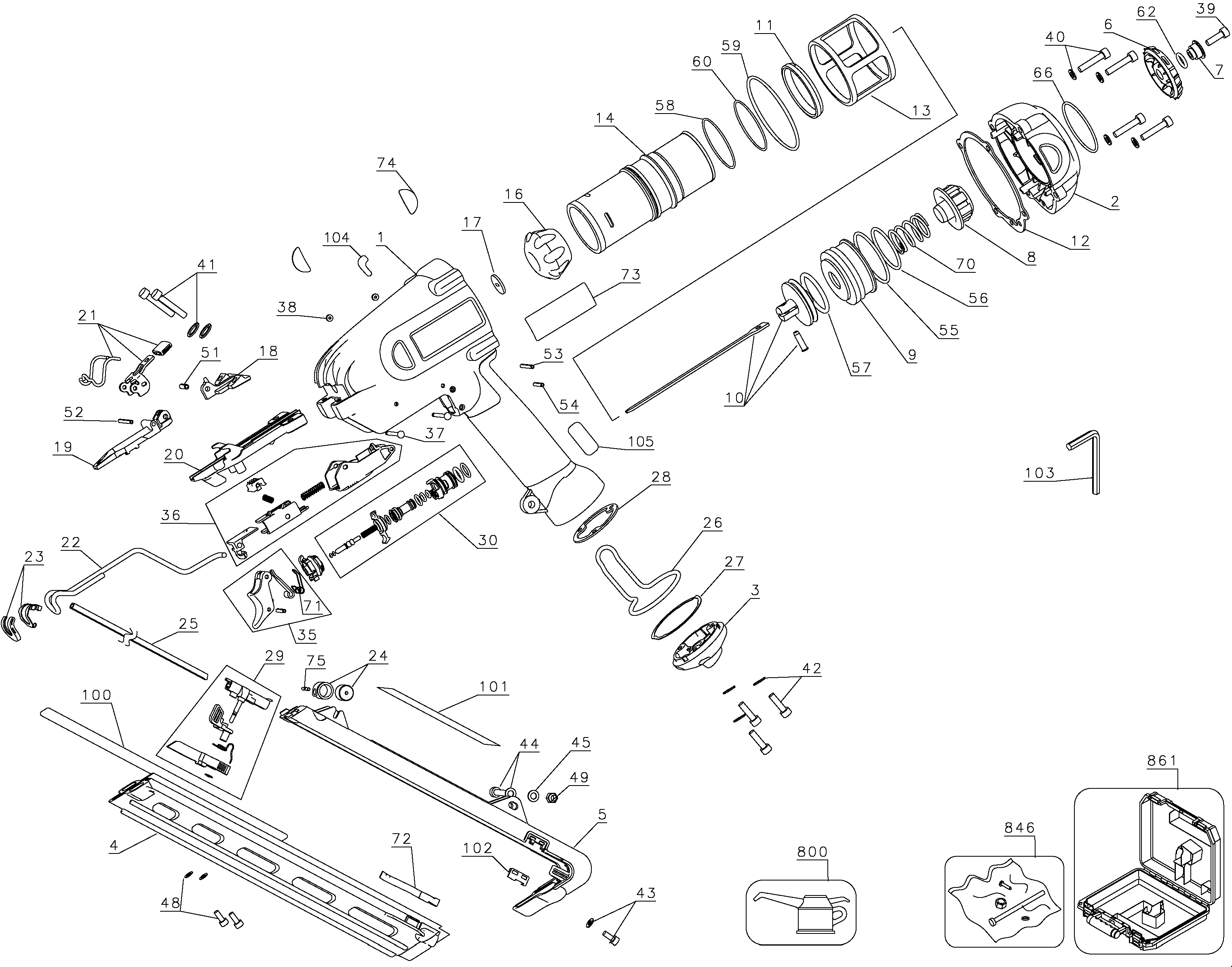 Page A Diagram and Parts List for D51275K 2 DeWALT Nailer