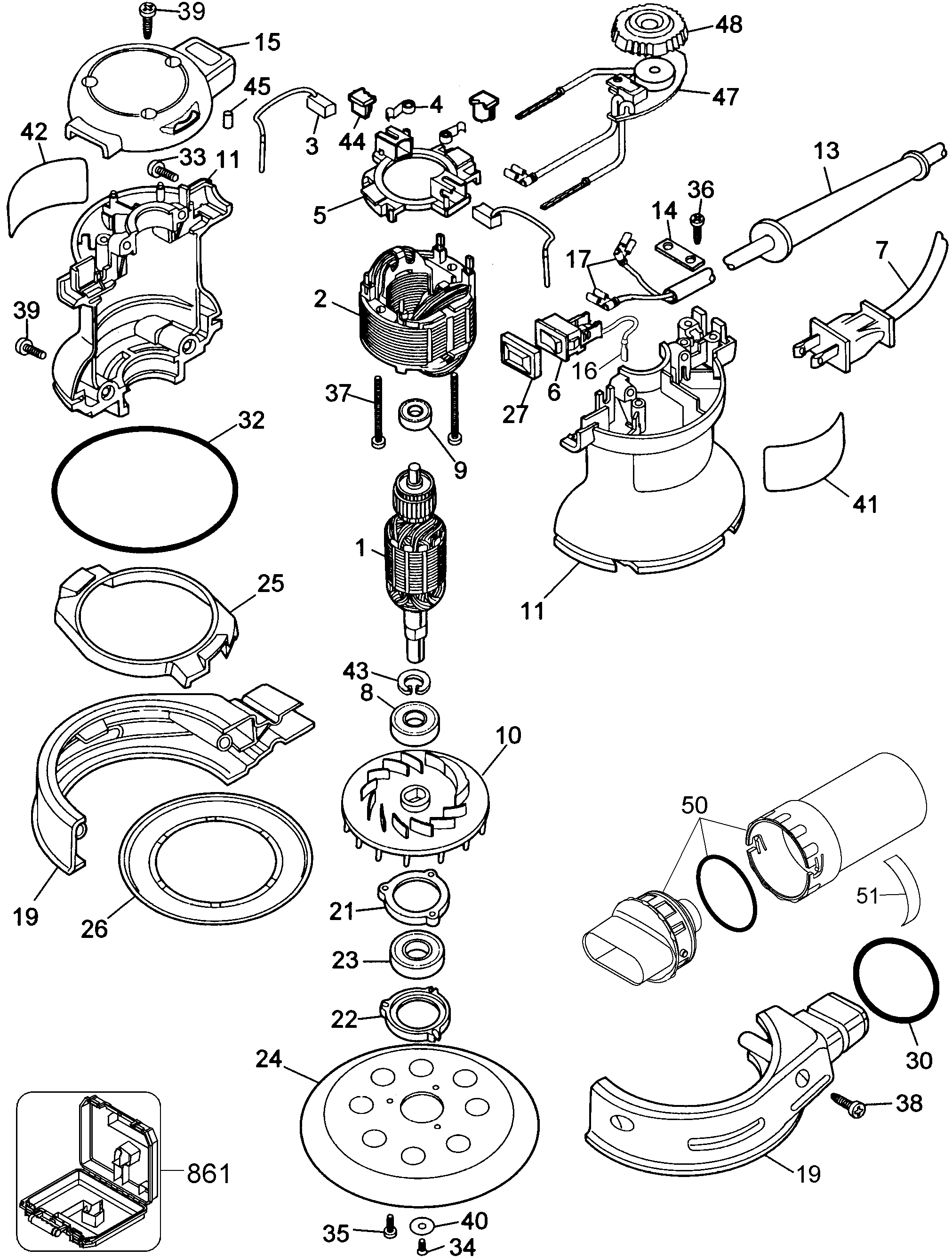 Page A Diagram and Parts List for DW423K 2 DeWALT Sander Polisher
