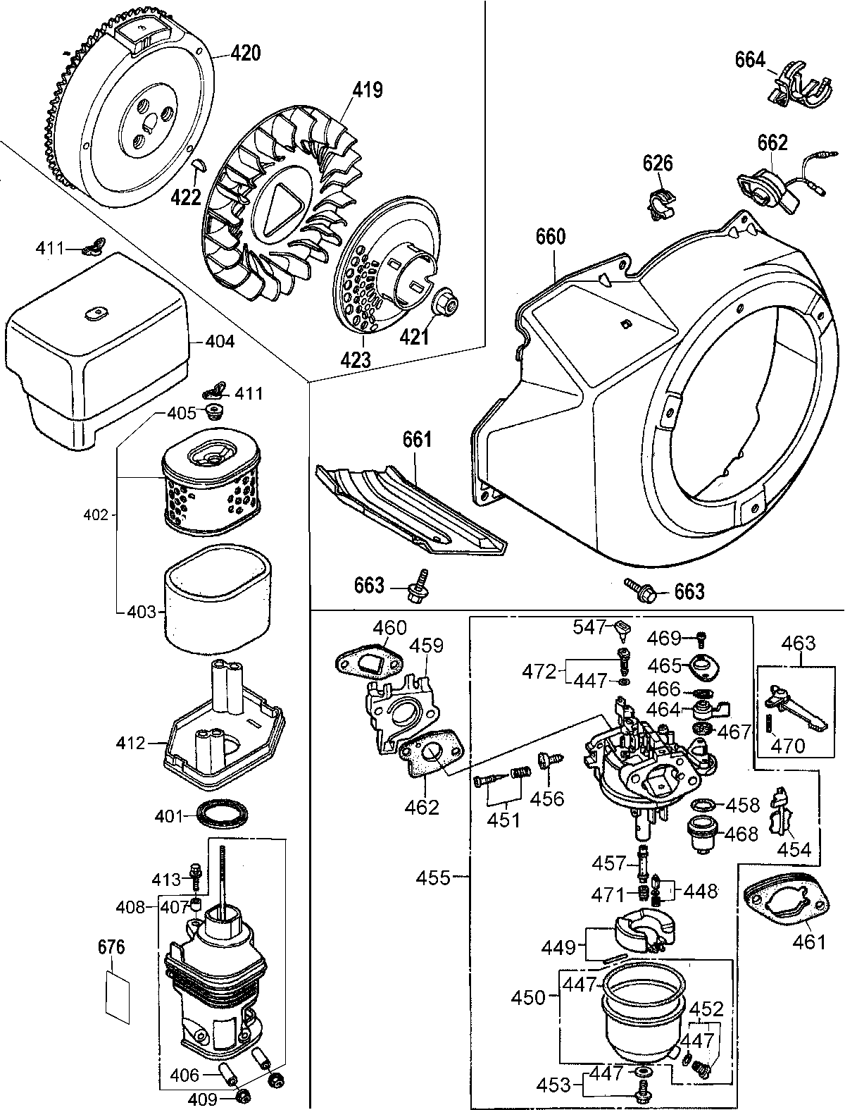carburetor,air cleaner,flywheel & cover Diagram and Parts List for DP3750HR Type 1 DeWALT Pressure Washer