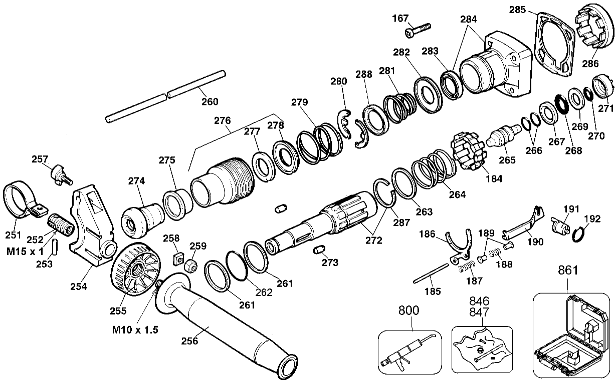 Default 2 Diagram and Parts List for DW541K Type 103 DeWALT Electric Drill
