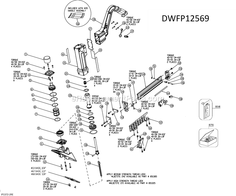 Page A Diagram and Parts List for DWFP12569 17152 0000 up DeWALT Miscellaneous