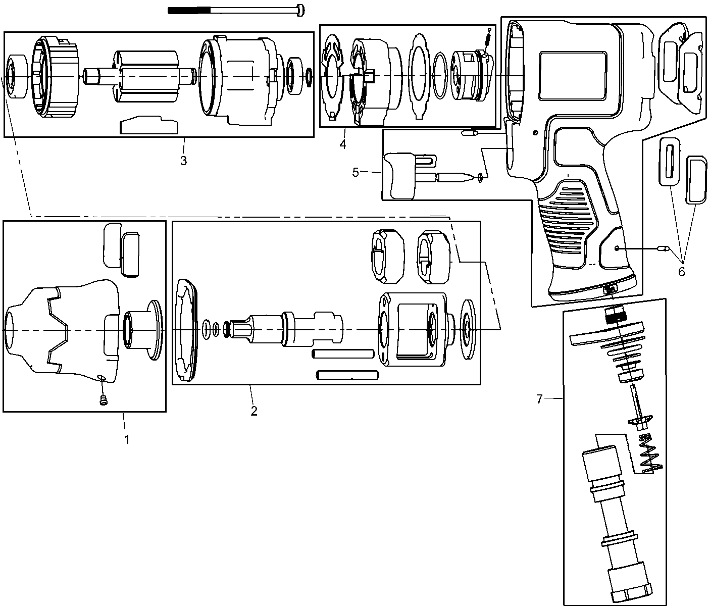 Default Diagram and Parts List for DWMT70775 Type 0 DeWALT Wrench