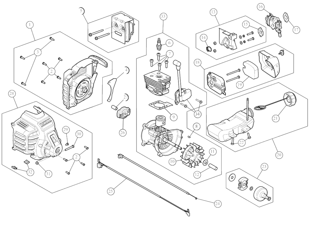 Engine Assembly Diagram and Parts List for DXGST227CS 41AD27CC939 DeWALT Trimmer