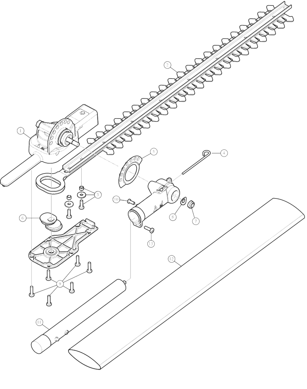 General Assembly Diagram and Parts List for DWOAS8HT 41AJS8HT938 DeWALT Trimmer