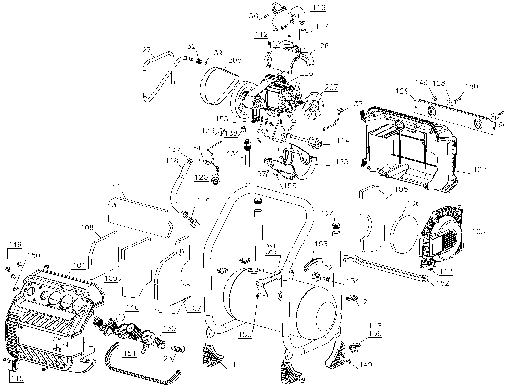 Exploded Diagram A Diagram and Parts List for DWFP55130 Type 4 DeWALT Compressor