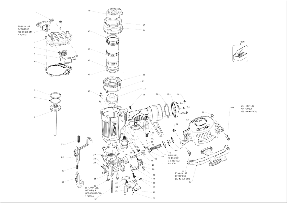 Diagram Diagram and Parts List for DW45RNR 20057001 and Higher DeWALT Nailer