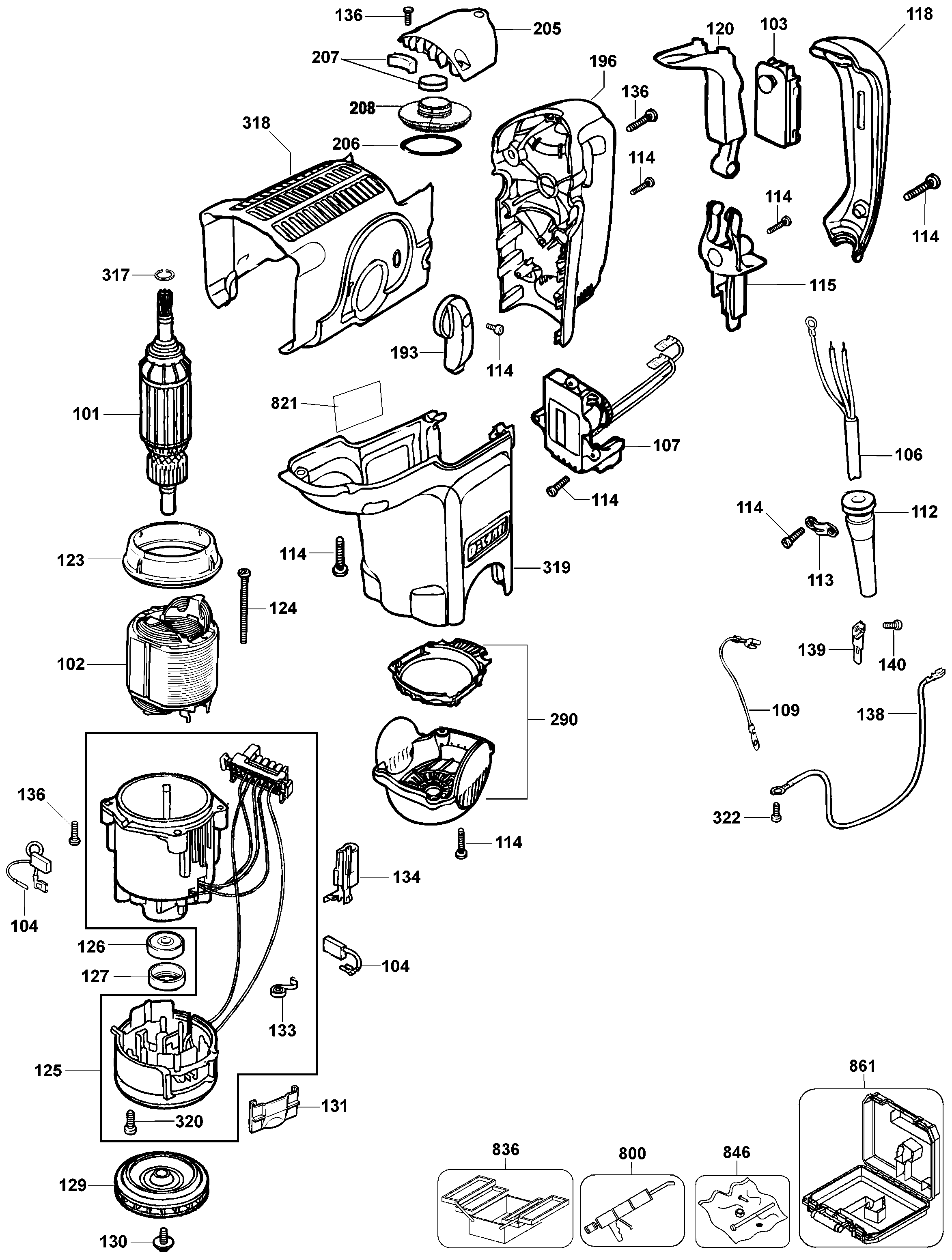 Page A Diagram and Parts List for D25650K 1 DeWALT Hammer