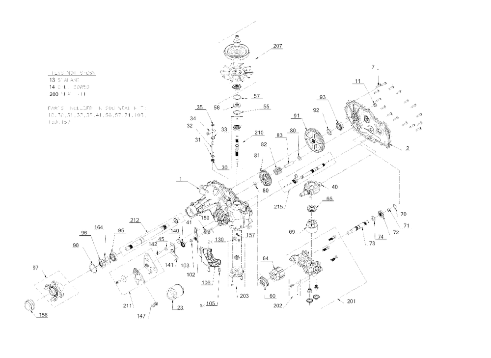 Transmission Assembly (Lh) Diagram and Parts List for DXGHW48P (55RI6HN6038)(2021) DeWALT Lawn Mower