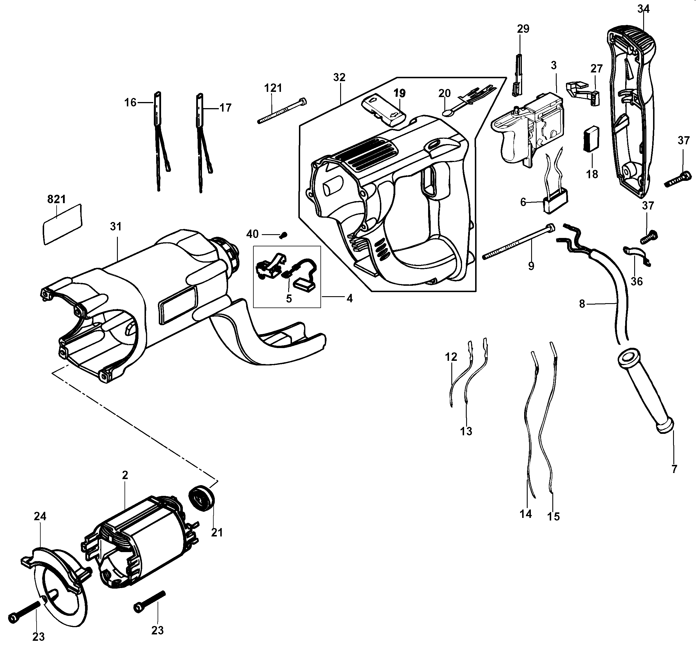 Page B Diagram and Parts List for D25203KAR 1 DeWALT Hammer