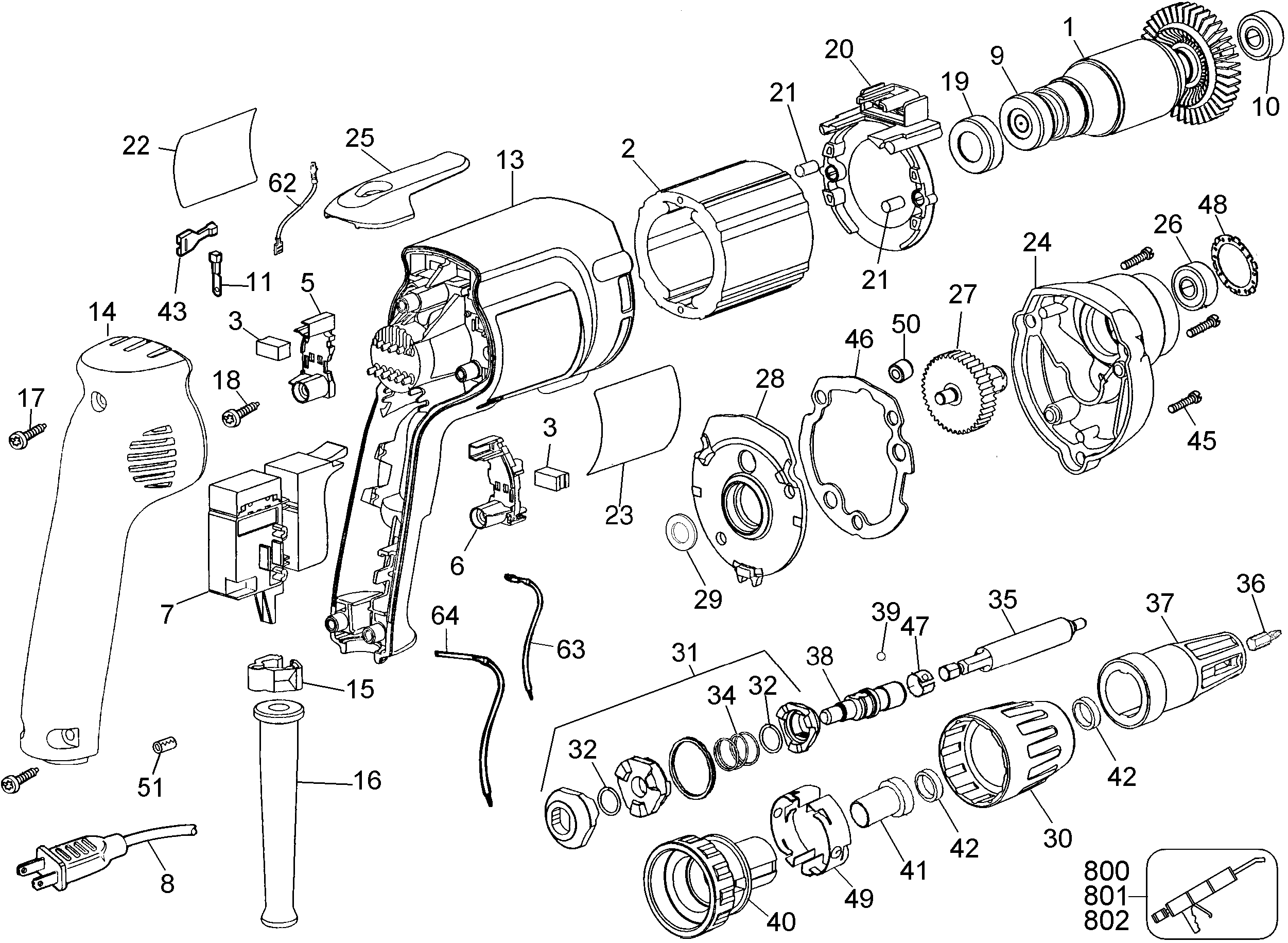 Page A Diagram and Parts List for DW251-B3 1 DeWALT Screwdriver