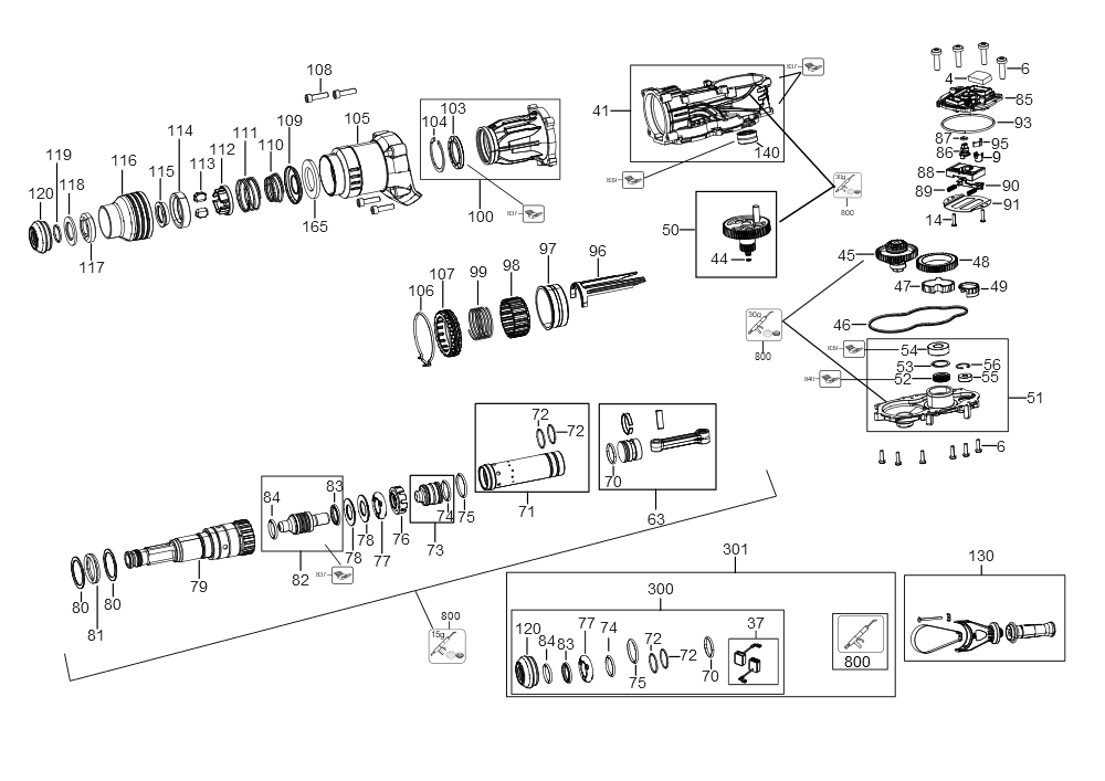 Exploded Diagram B Diagram and Parts List for D25733K Type 2 DeWALT Hammer Drill
