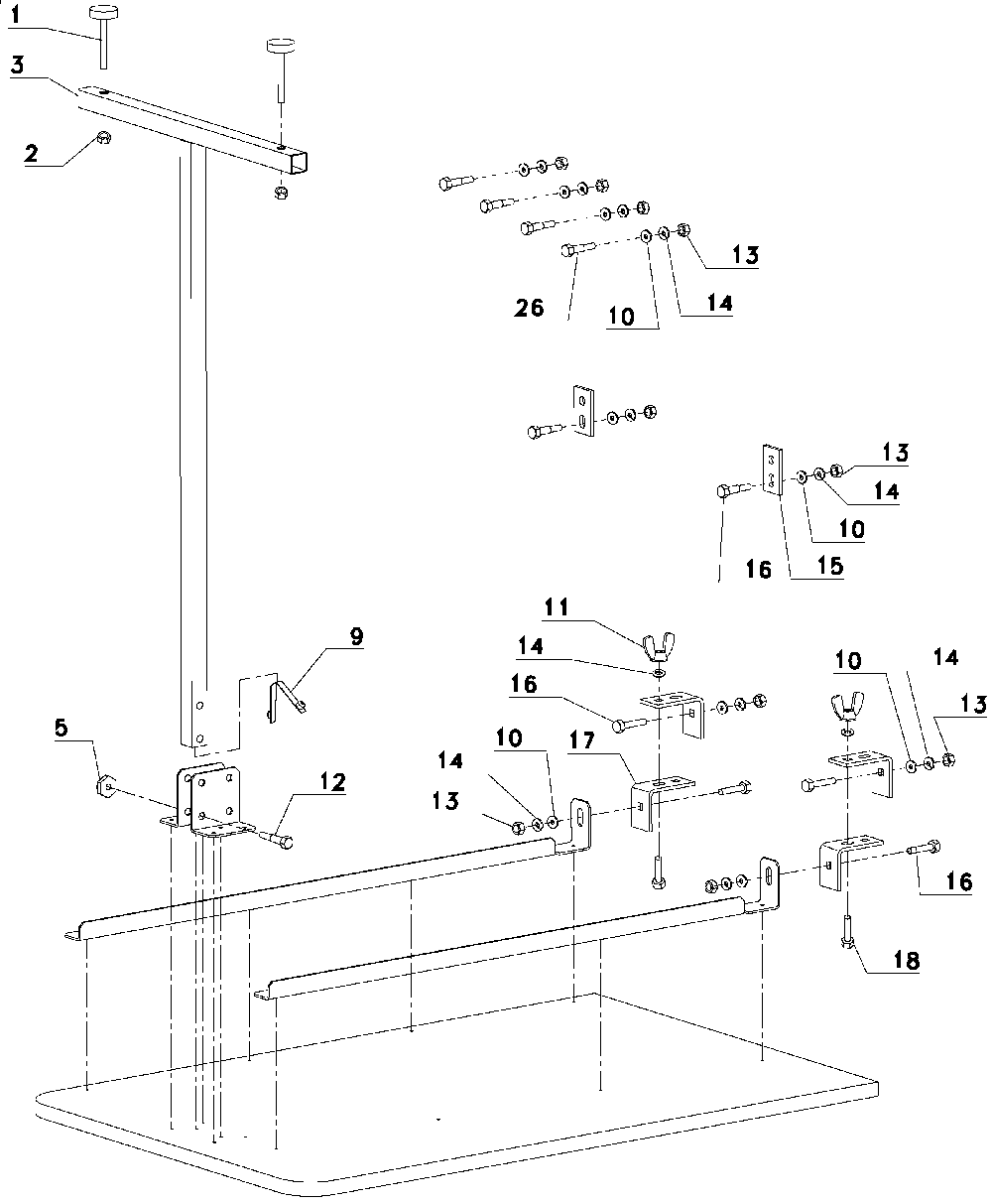 Exploded Diagram A Diagram and Parts List for DE7463-QZ Type 1 DeWALT Table Saw Accessories
