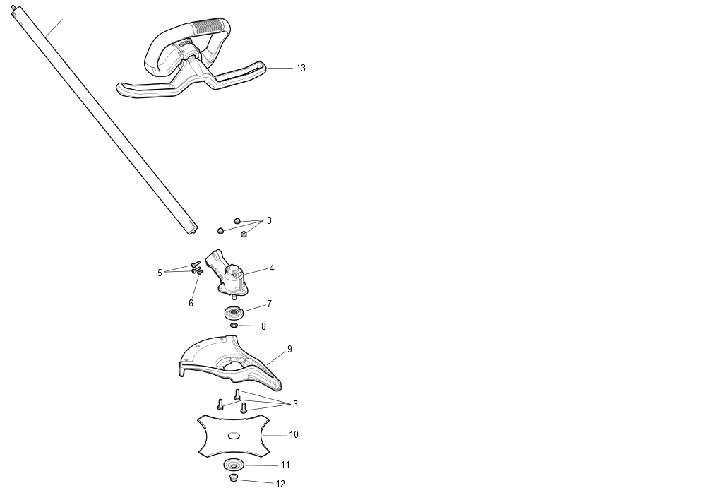 Exploded Diagram A Diagram and Parts List for DWOAS5BC Type 1 DeWALT Brush Cutter
