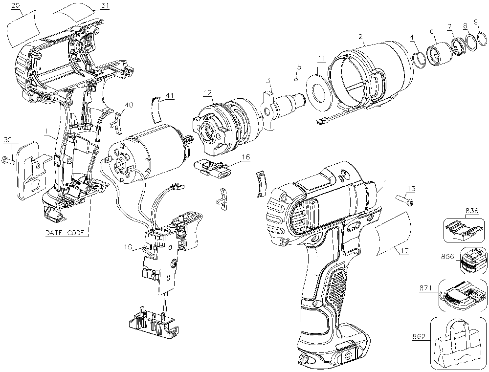 Page A Diagram and Parts List for DCF815S2 Type 3 DeWALT Impact Driver