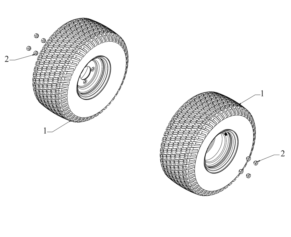 Rear Wheels Diagram and Parts List for DXGHW48P (55RI6HN6038)(2021) DeWALT Lawn Mower