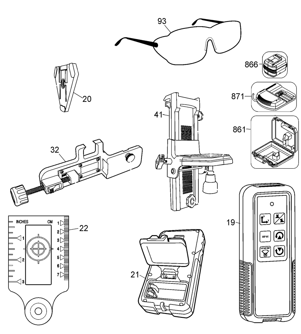 Exploded Diagram D Diagram and Parts List for DW080LGS Type 1 DeWALT Laser Level