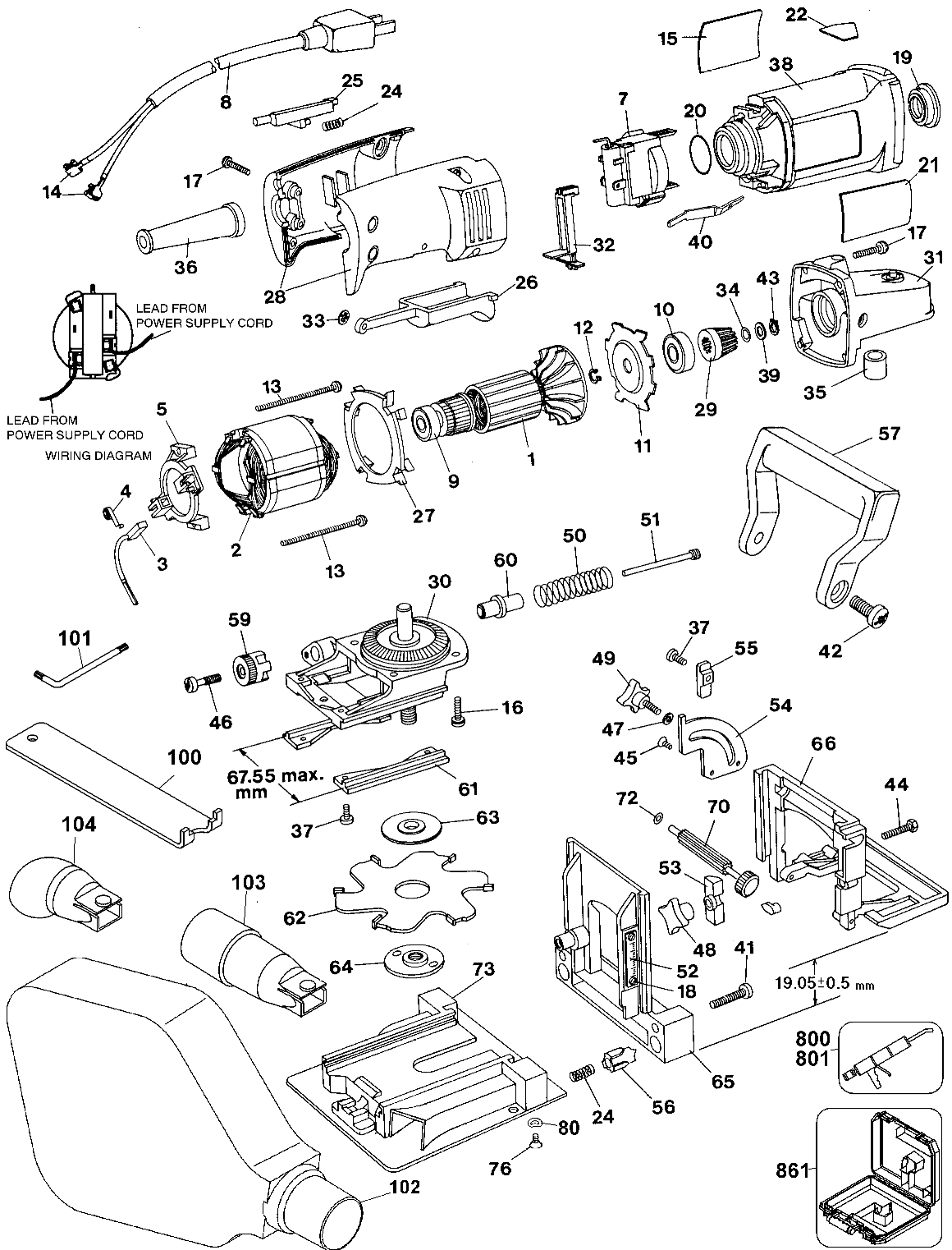 Default Diagram and Parts List for DW682K-B3 Type 1 DeWALT Miscellaneous