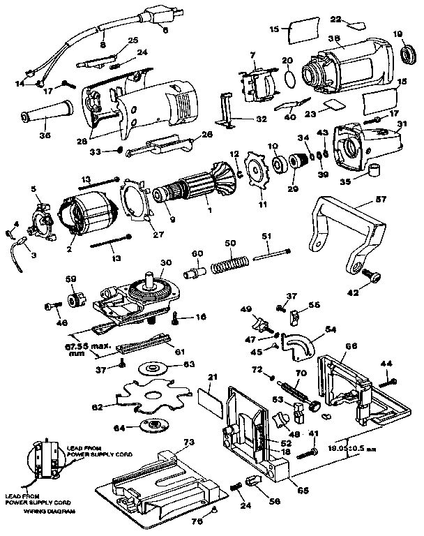 Unit Parts Diagram and Parts List for D682-04  DeWALT Planer Jointer