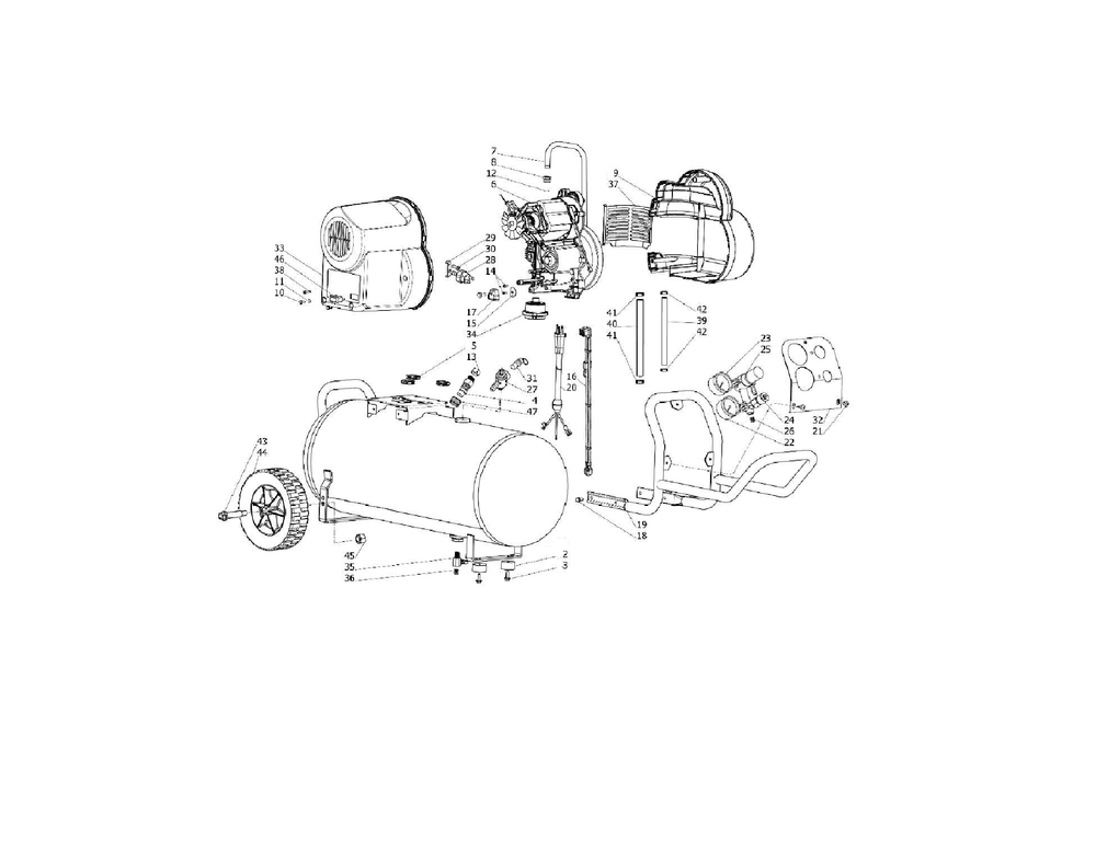 Exploded Diagram B Diagram and Parts List for D55167 Type 7 DeWALT Compressor