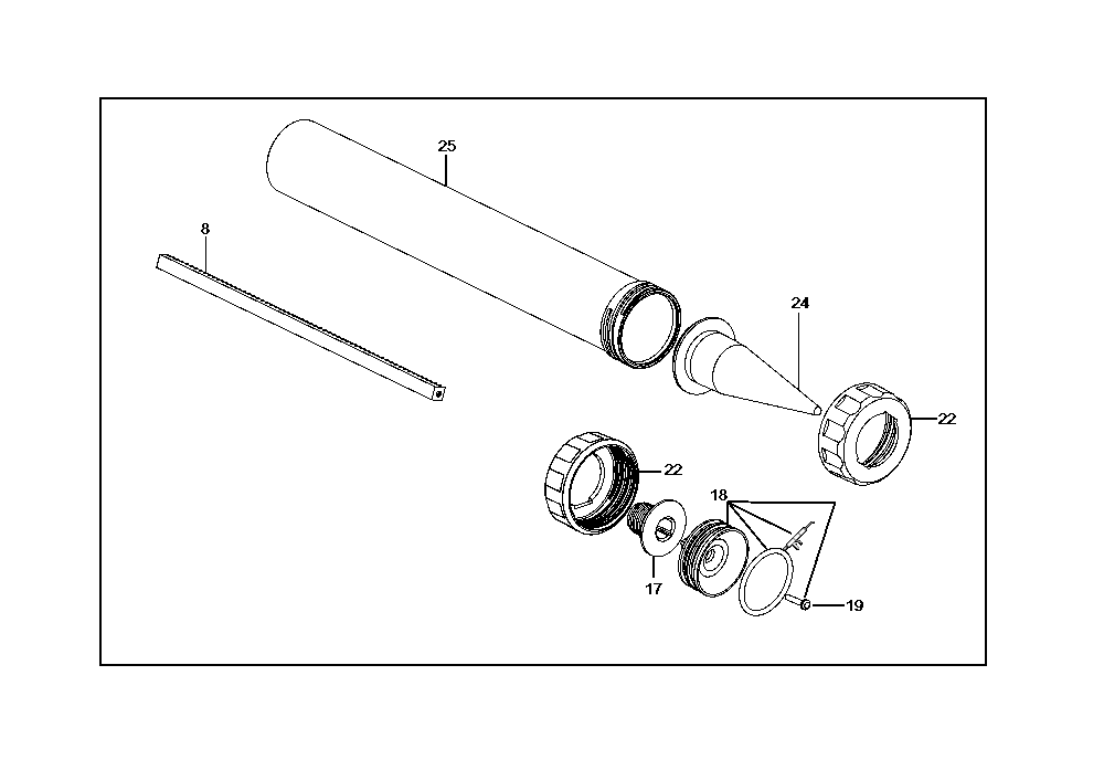 Section 1 Diagram and Parts List for DCE5801 Type 0 DeWALT Caulking Gun
