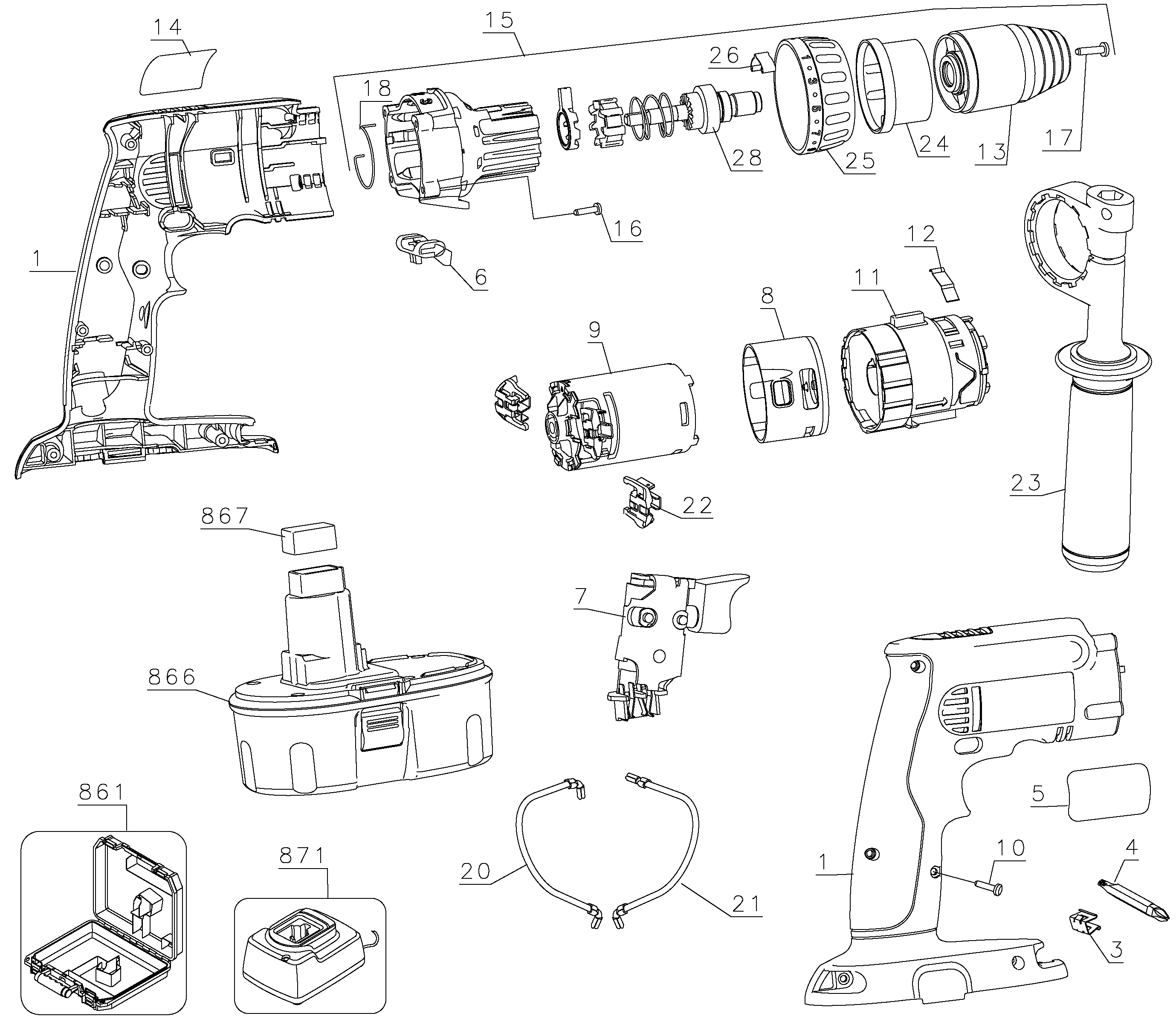 Page A Diagram and Parts List for DCD939KX 2 DeWALT Electric Drill