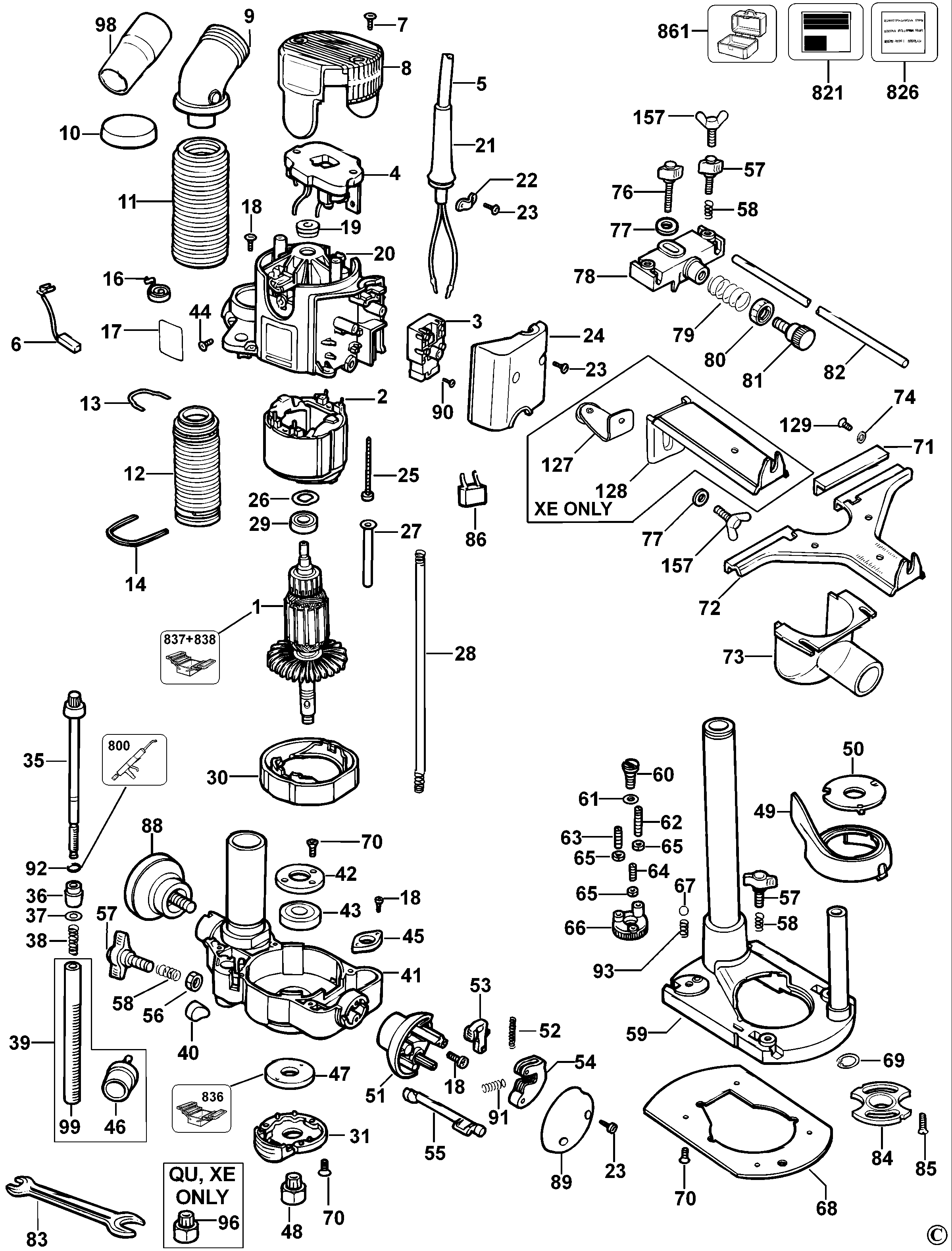 Page A Diagram and Parts List for DW621-AR 3 DeWALT Router