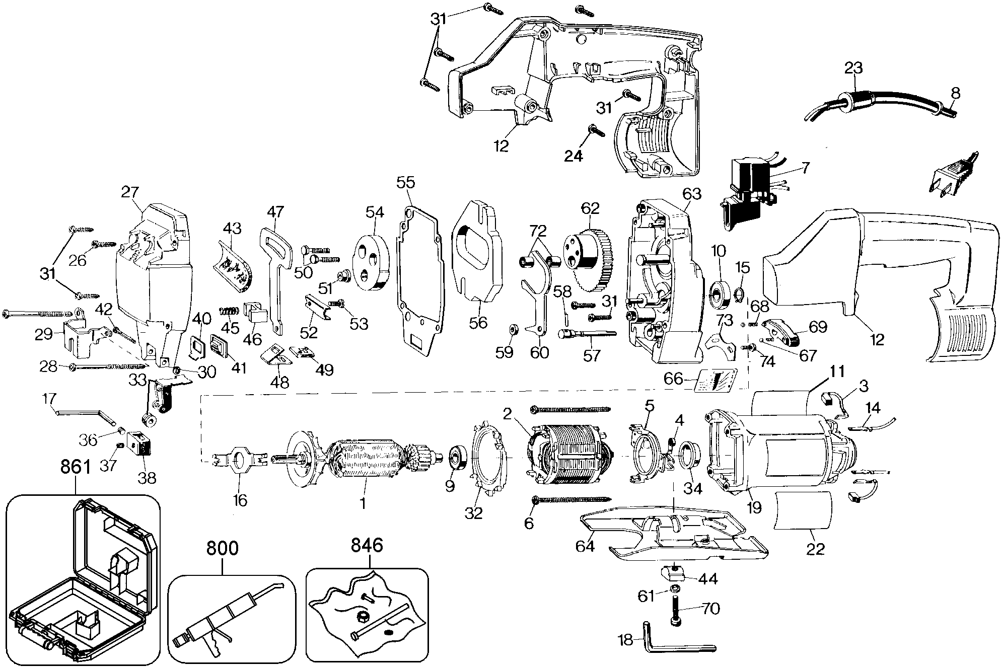Page A Diagram and Parts List for DW318K 2 DeWALT Jig Saw