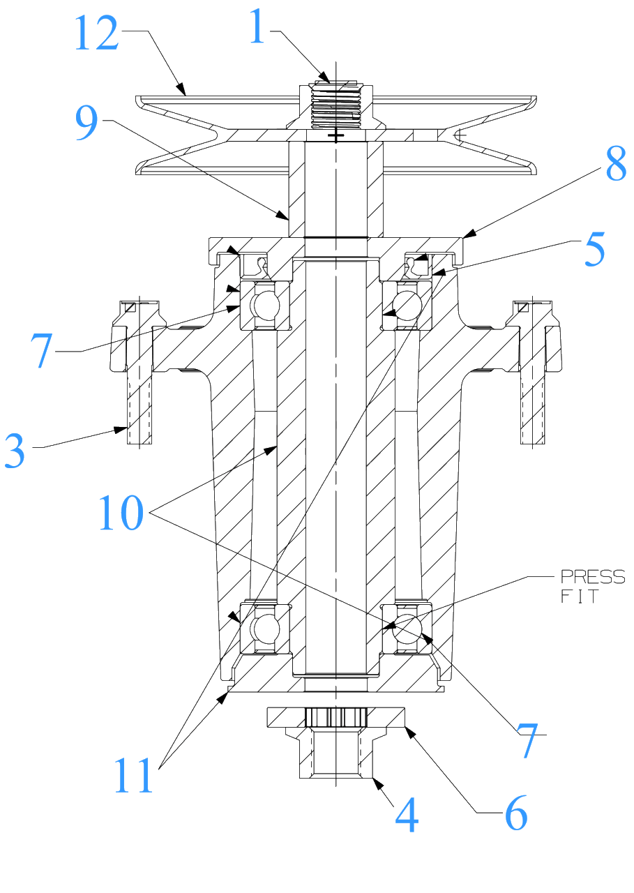 Spindle Diagram and Parts List for DXGZ148P (47AHBCA6038)(2022) DeWALT Lawn Tractor