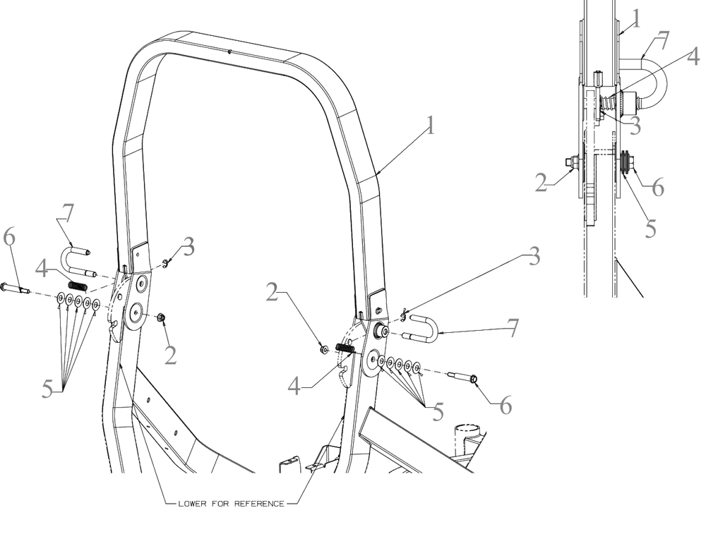 Rops Diagram and Parts List for DXGZ148P (47AHBCA6038)(2022) DeWALT Lawn Tractor