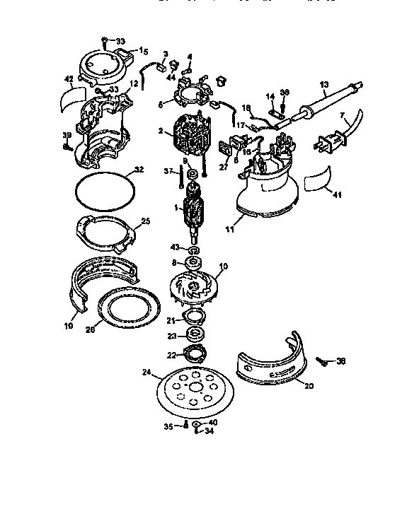 Unit Parts Diagram and Parts List for D420-04 Type 1 DeWALT Orbital or Palm Sander