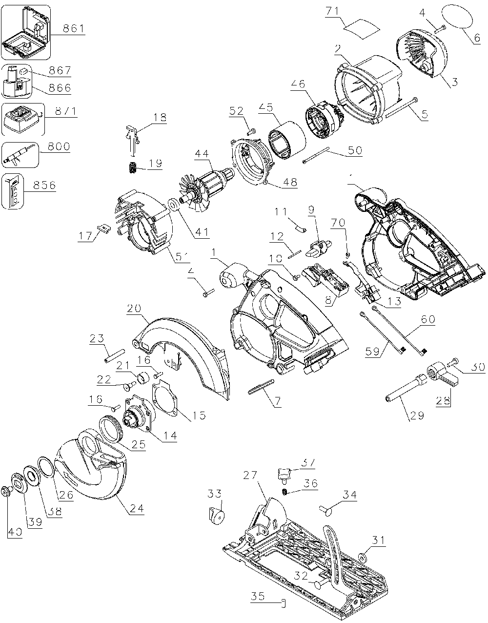 Page A Diagram and Parts List for DCS392 Type 2 DeWALT Orbital or Palm Sander