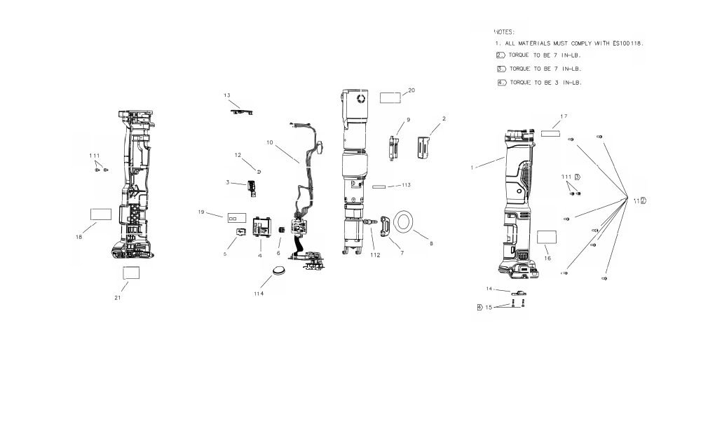 Section 2 Diagram and Parts List for DCE210D2 Type 1 DeWALT Pipe Tools