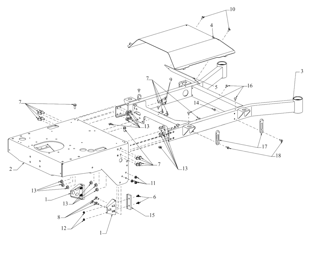 Frame Diagram and Parts List for DXGHW48P (55RI6HN6038)(2021) DeWALT Lawn Mower