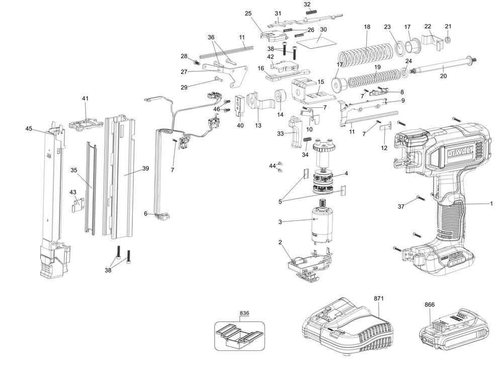 Page A Diagram and Parts List for DCN701D1 Type 10 DeWALT Miscellaneous