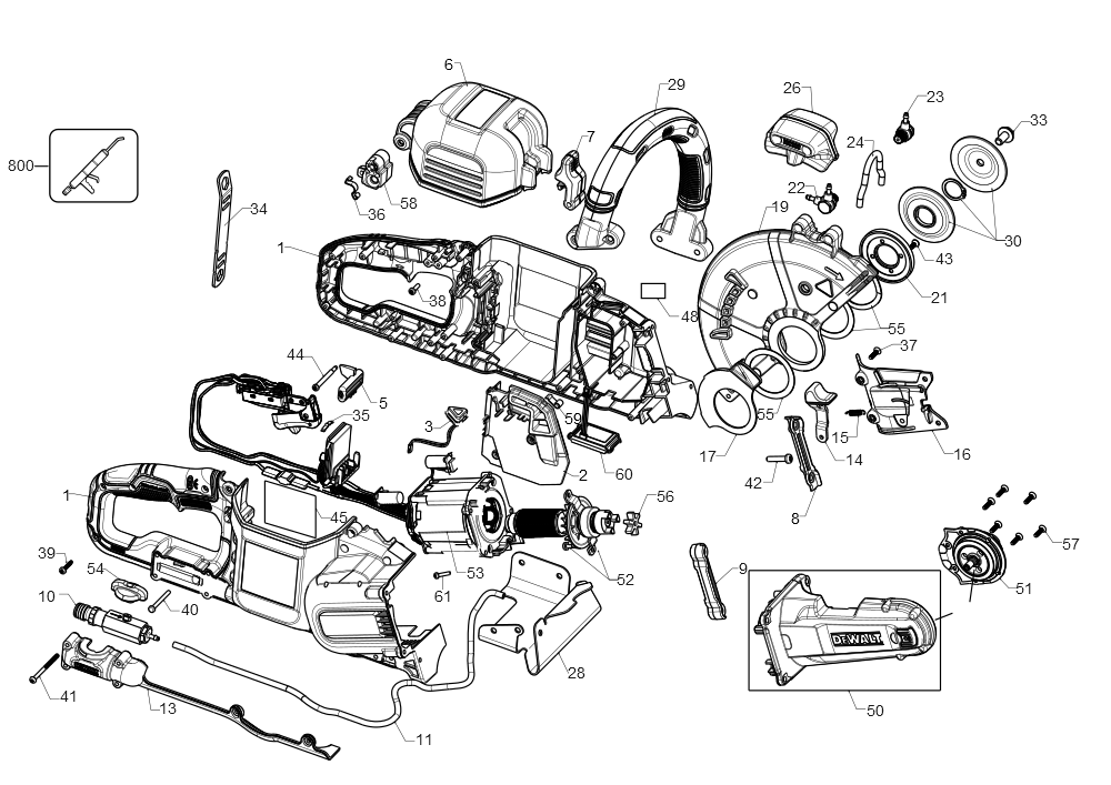 Exploded Diagram A Diagram and Parts List for DCS692B Type 1 DeWALT Miter Saw