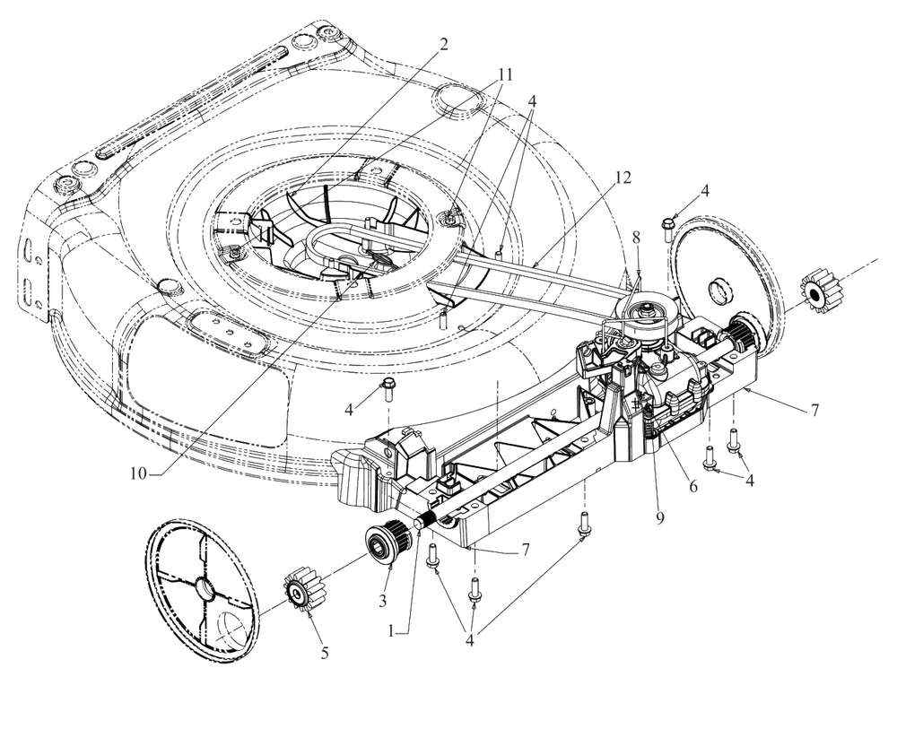 Drive Diagram and Parts List for DCMWSP244 (18AEU2C2738)(2023) DeWALT Lawn Mower